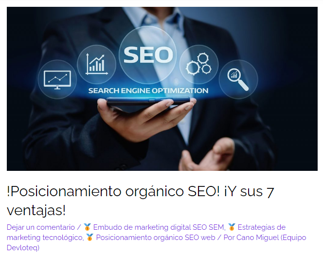 Ejemplo en página de Devloteq de títulos SEO.